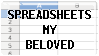 A screenshot of a blank spreadsheet, with the text Spreadsheets My Beloved over it.